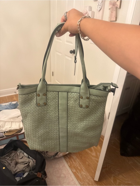 Handbags - Women's Woven Tote Bag in Sage Green Florence Italy